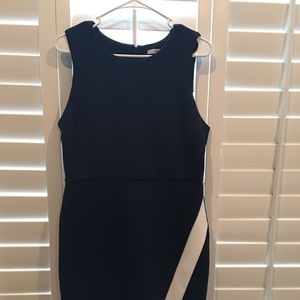 NEW navy dress with white crossing hem